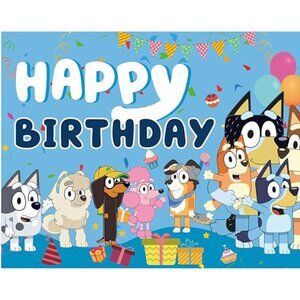 Bluey “Happy Birthday” Fabric Wall Banner